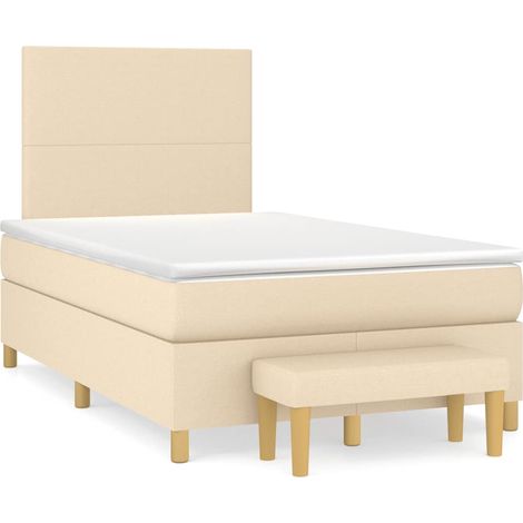 vidaXL Sommier à lattes de lit avec matelas crème 120x190 cm tissu (1/5)