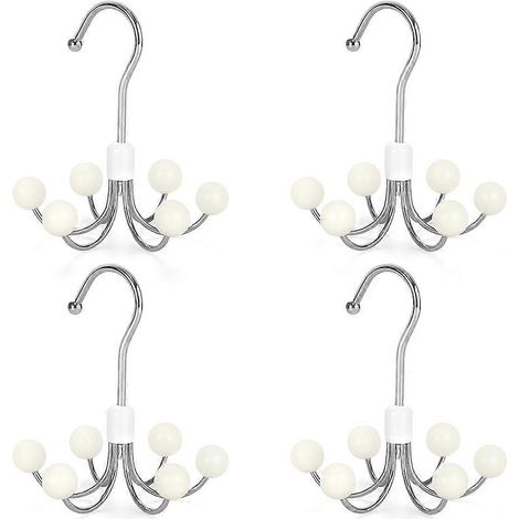 Lot de 4 crochets multifonctions pour penderie, pivotants à 360°, avec boules en bois, pour foulards, sacs à main et sweats à capuche CT57W (1/5)