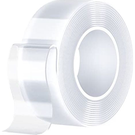 Nastro adesivo biadesivo extra forte, 3 m x 3 cm, trasparente, rimovibile, riutilizzabile, non lascia residui, con adesione in nano gel, per uso interno ed esterno. (1/5)