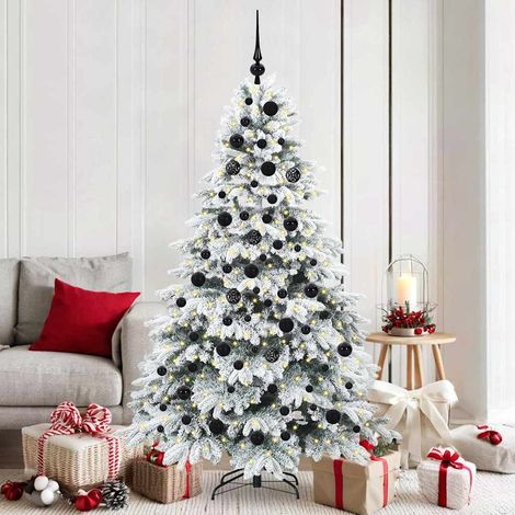 Künstlicher Weihnachtsbaum mit 300 LEDs Weiß 180 cm PE und PVC