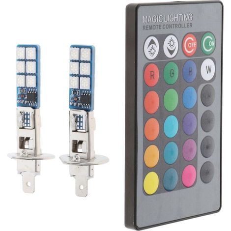 Packung mit 2 RGB 880 881 H1 LED-Lampen für Auto-Nebelscheinwerfer (H1-Sockel). (1/5)