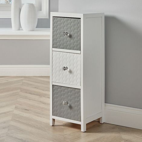 White Wooden Storage Unit 3 Drawer Chest Bedroom Organiser Fully Assembled (1/5)