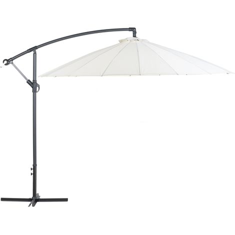 Sombrilla de jardín beige cantilever con marco de aluminio blanco 235 x 268 x 268 cm ajustable Calabria II (1/5)