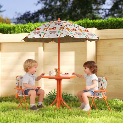 Table pique-nique jardin enfant parasol, orange
