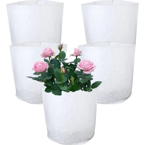 Petit Sacs de Plantation, Lot de 5 Sac à Plantes 10L en Non Tissé Pots pour Tomates, Fraises, Poivrons, Carottes, 25 x 20cm (1/5)