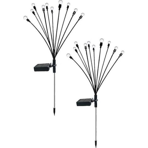 Lot de 2 lampes solaires 10 têtes Firefly, 10 LED étanches pour extérieur, luminaires de jardin oscillants à énergie solaire, couleur comme illustré (1/5)