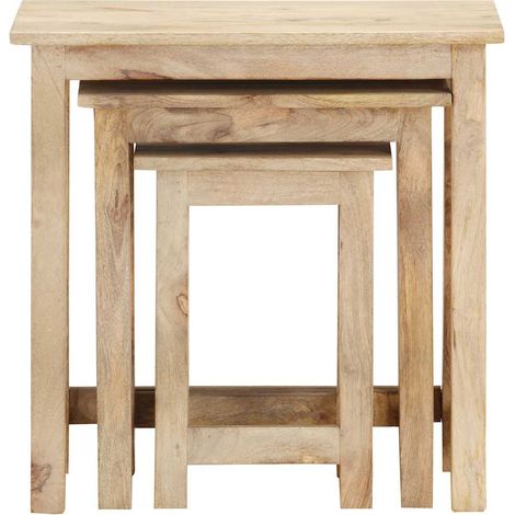 Maison Exclusive - Tables gigognes 3 pcs Bois solide de manguier (1/5)