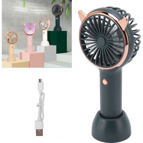 Ventilateur portable oreilles de chat, mini ventilateur de poche USB, puissance de ventilation élevée, trois vitesses, vert (1/5)