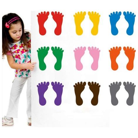 Lot de 9 paires d'autocollants d'empreintes de pieds pour le sol, le mur, les escaliers pour guider les directions (1/4)