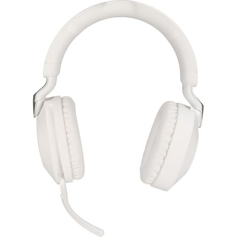 Casque de jeu Bluetooth pliable avec interface USB-C, sans fil Bluetooth 5.1 et filaire, stéréo double mode avec microphone, blanc. (1/4)