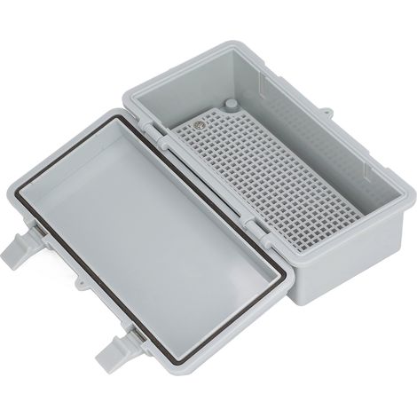 Boîtier électrique étanche extérieur avec charnière et clip de fixation, 20 x 10 x 7 cm, indice de protection IP67, boîtier de jonction universel pour bricolage, en plastique ABS gris. (1/5)