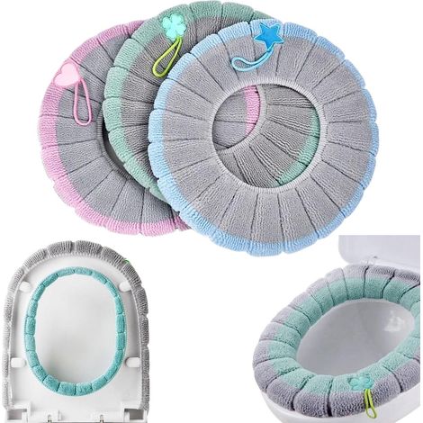 Housse de siège de toilettes moelleuse — Housse d'anneau de siège élastique et lavable avec poignée de levage (1/5)