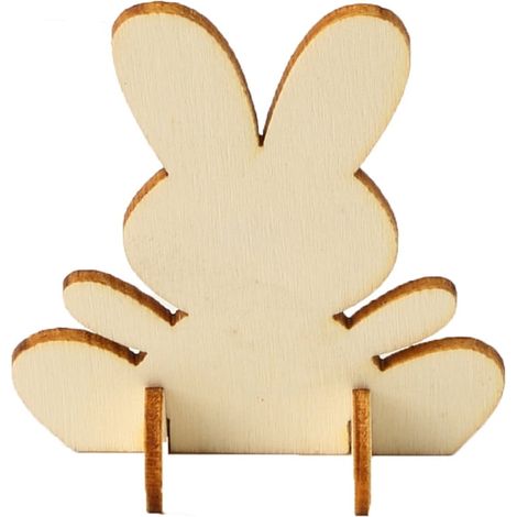 Guirlande De Décoration De Pâques - Lapin En Bois - Ornement Accrochable Pour Arbre Ou Panier - Lot De 6 (1/5)