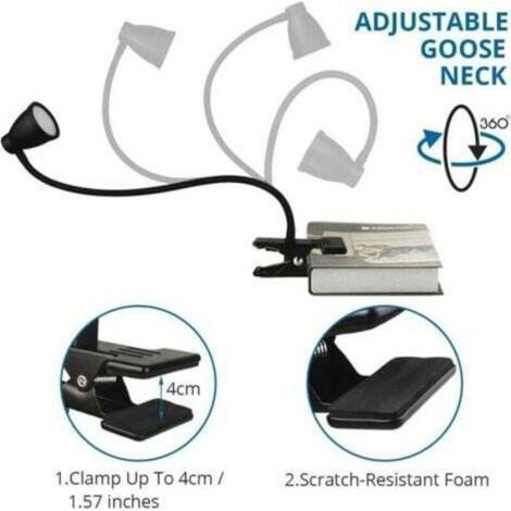 Lampe bureau LED pince USB rechargeable -1, 3couleurs luminosité réglable 360° lecture étude travail - Blanc Aucuneary (1/4)