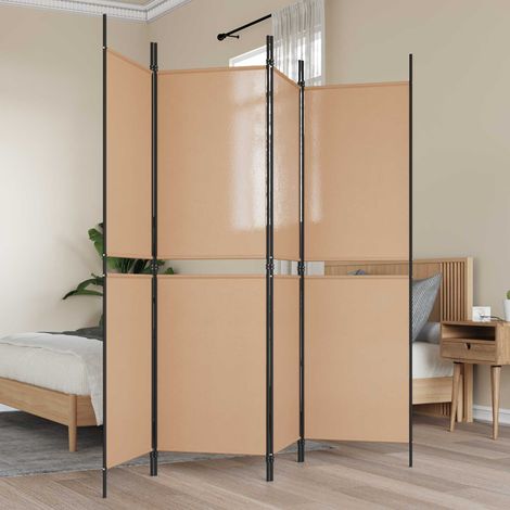 vidaXL Paravento a 4 pannelli Beige 200 x 180 cm Tessuto
