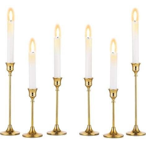Métal doré, lot de 6 chandeliers pour salon et mariage, adapté aux bougies de 2 cm. (1/5)