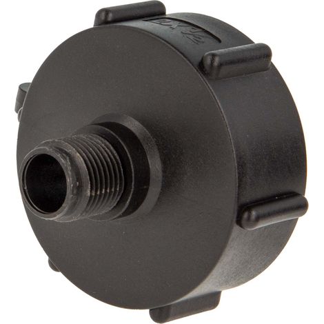 tecuro IBC Adapter Anschlusskappe mit Grobgewinde S60 x 6 und Aussengewinde 1/2 Zoll (DN15), HDPE (1/5)