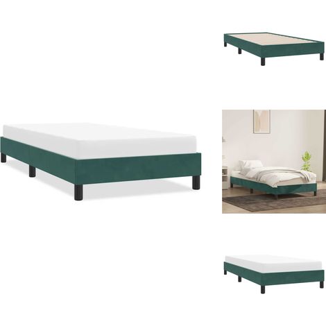 Cadre de lit sans matelas vert foncé 90x220 cm velours - Cadre De Lit - Cadres De Lit - Lit - Meuble De Chambre À Coucher (1/5)