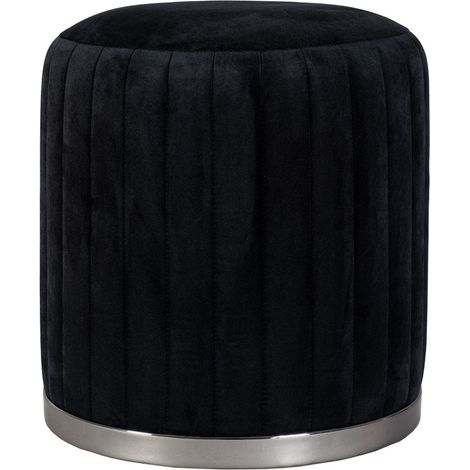 Pouf Doric 100 in Tessuto Nero con Base in Metallo Grafite (1/3)
