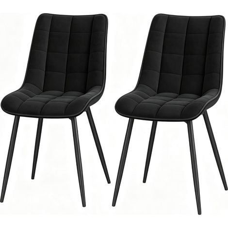 Set di 2 sedie da pranzo in velluto nero 46 x 39 x 85,5 cm FloraGrace (1/5)