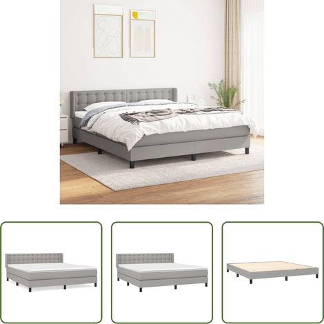 Matratze - Boxspringbett mit Matratze Hellgrau 180x200 cm Stoff (1/5)