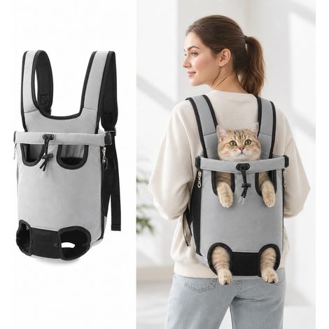 Sac à Dos Quatre Pattes Chat Chien 33 x 23 x 1,5 cm Polyester Gris Taille M (1/5)