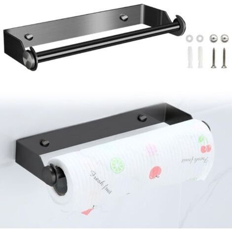 (28cm Noir).Derouleur Essuie Tout, Devidoir Porte Essuie Tout Mural, Porte Sopalin Mural Acier Inoxydable Porte Rouleau Papier Support Essuie Tout Supports pour Papier pour Cuisine Salle De Bai (1/5)