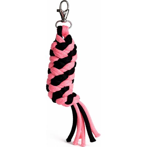 Longe tressée pour cheval à bascule - rose fluo/noir (1/3)