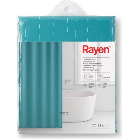 Tenda doccia 180x200cm in poliestere verde - Rayen (1/5)