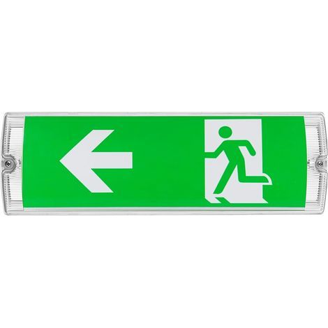 Éclairage LED secours, lampe de sortie de secours avec batterie jusqu'à 3 h, panneau de 4 pictogrammes (1/5)