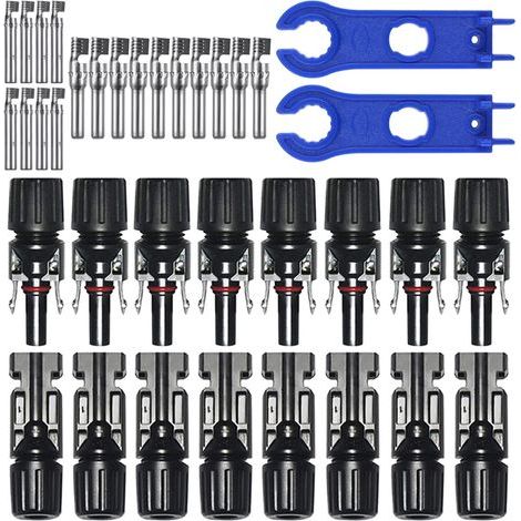 Paar Solarstecker, PV-Stecker, Photovoltaik-Solarstecker mit Innensechskantschlüsseln, Stecker + Buchse für Solarkabelzubehör, Schwarz (1/5)