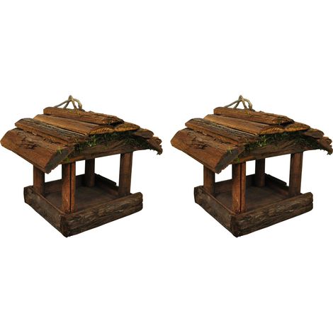Set of 2 Hanging Wooden Bird Table Feeders (1/5)