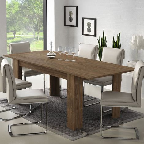 Ausziehbarer Tisch Campora, Erweiterbar, Zentrale Verlängerung, Maximal 220 cm, 220x90x75h cm Eiche Braun (1/3)