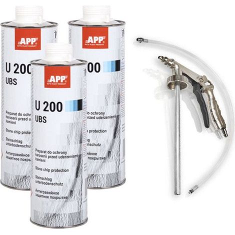 Anti gravillon - Blanc - Anti corrosion - Carrosserie - APP - 3 bidons 1L U200 + pistolet pulvérisation