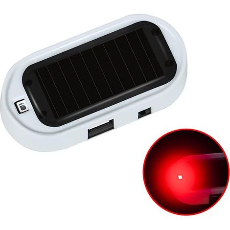 Alarme de Voiture Lumière LED, Voyant D'Avertissement Solaire de Voiture Alarme de Voiture Factice à énergie Solaire Avertissement de Cambrioleur Lampe Flash pour Voitures Camions Suvs,Rouge (1/5)