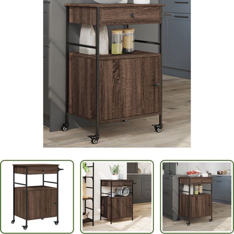 Rangement cuisine - Chariot de cuisine chêne marron 56x43x89,5 cm bois d'ingénierie (1/5)