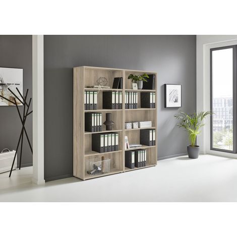 BMG Möbel Regalwand, Office Edition Set 1, hoch, Büroschrank/Büromöbel/Regal, eiche sonoma