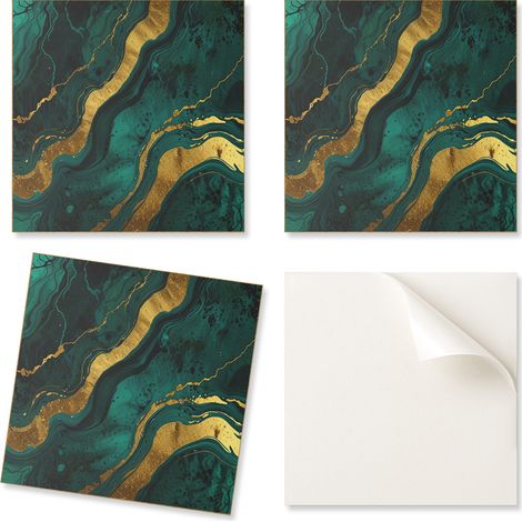 Baldosas de vinilo autoadhesivas - Decoraci贸n con estampado de ondas de estructura abstracta 9x30x30 cm