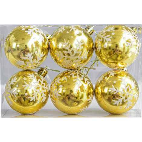 Boule De Noël - 6 cm - Plastique Électroplatiné - Pendentif Pour Arbre De Noël - Motif Flocon De Neige - 6 Pièces (1/5)