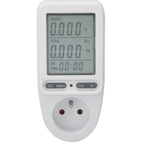 Compteur de consommation électrique avec protection contre les surcharges, 4 boutons, batterie rechargeable 3,6 V, prise domestique FR 230 V-AquaForge (1/5)