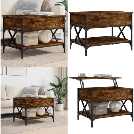 Couchtisch Räuchereiche 70x50x50 cm Holzwerkstoff und Metall - Wohnzimmer Couchtisch - Holz Couchtisch (1/5)