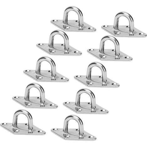Packung mit 10 Ösenhaken aus Edelstahl 316, robuste Befestigungshalterung in Marinequalität, Hängemattenaufhängung, feste Schlaufe, 8 mm Durchmesser. (1/5)