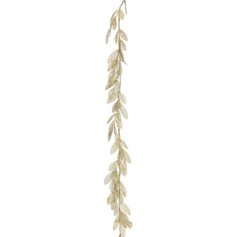 Goldene Blättergirlande mit Glitzer, 180 cm (1/2)