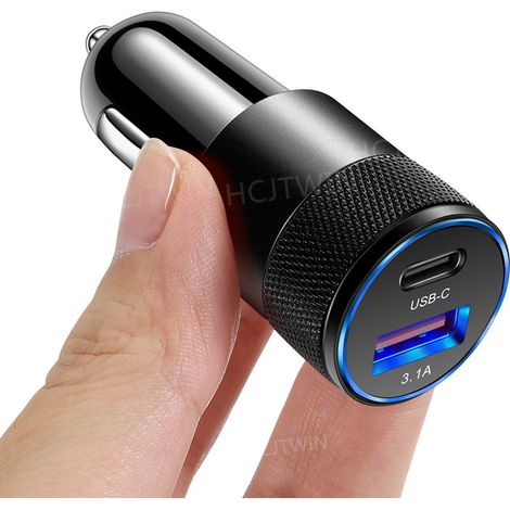 Cargador para encendedor de coche o camión (5 V/4,8 A/24 W), puerto USB + PD para tableta, teléfono inteligente, iPhone 13/12 Pro (máx.)/11 Pro (máx.)/X/XR/XS (máx.)/8(+), Samsung S20/S10/S9/Note 20/1 (1/5)