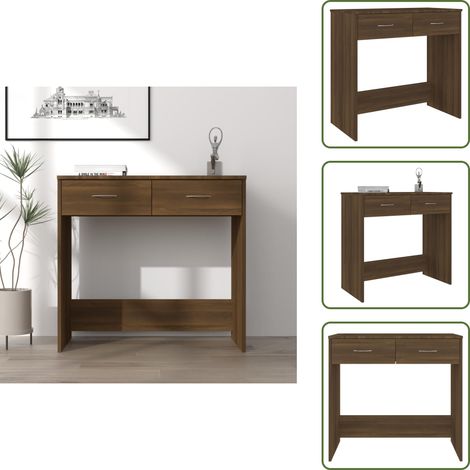 Bureau chêne marron 80x40x75 cm bois d'ingénierie - Bureau En Bois - Bureau Design - Bureau Compact - Bureau Étudiant - Meuble De Rangement (1/5)