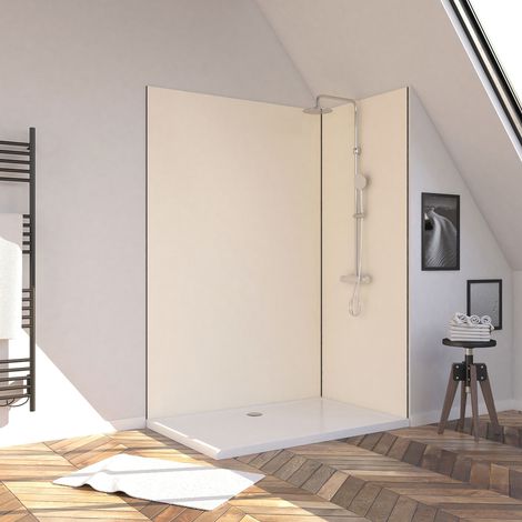 LOTE de 2 Paneles Murales de Aluminio Marfil 90+120x210cm con Perfiles Negro (1/5)