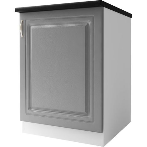 Tendencio – Meuble bas de cuisine 60 cm – 1 porte – 1 étagère – Mélaminé gris – Élément modulaire pour agencement personnalisé