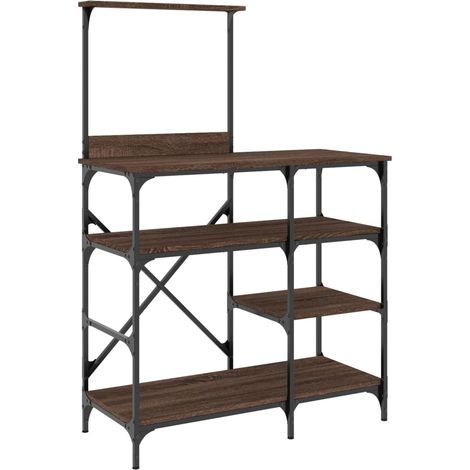 vidaXL Estantería de cocina madera ingeniería metal marrón 90x40x132cm (1/2)