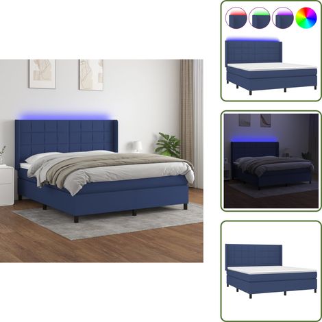 Boxspringbett mit Matratze & LED Blau 160x200 cm Stoff - Boxspringbett - Doppelbett - Schlafsofa - Bettauflage - Lattenrost (1/5)