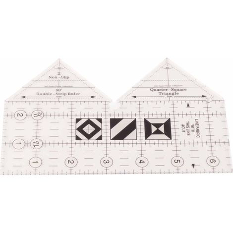 Règle transparente double bande 45/60/90 degrés en acrylique antidérapante, guide de coupe triangle quart pour couture (1/5)